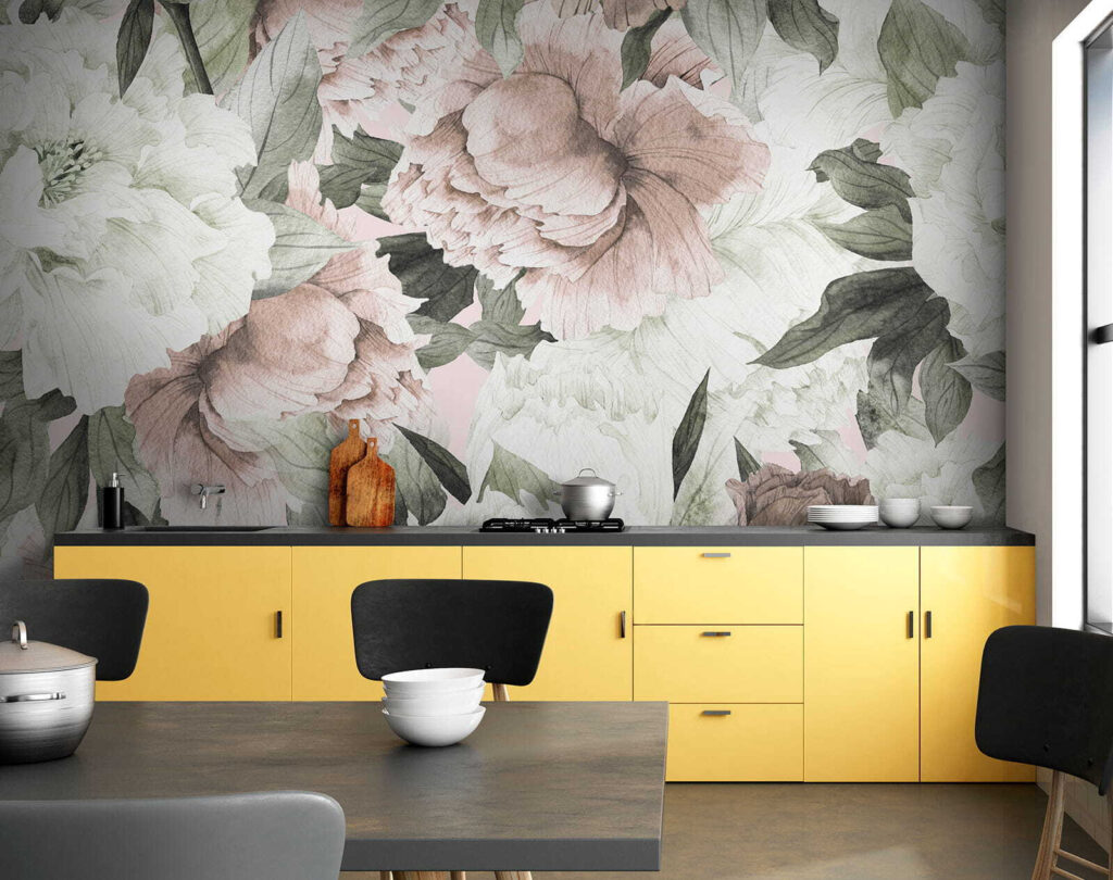 White and old-rose flowers — interior 8