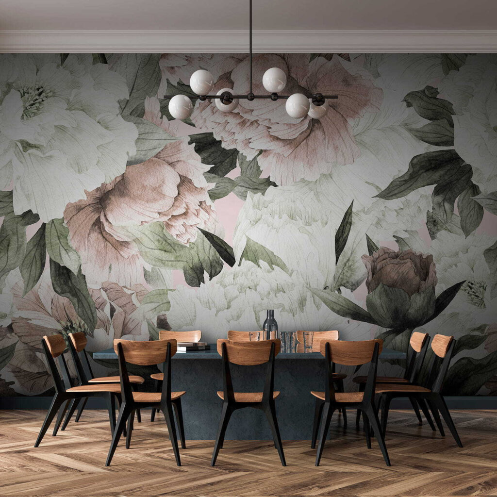 White and old-rose flowers — interior 9