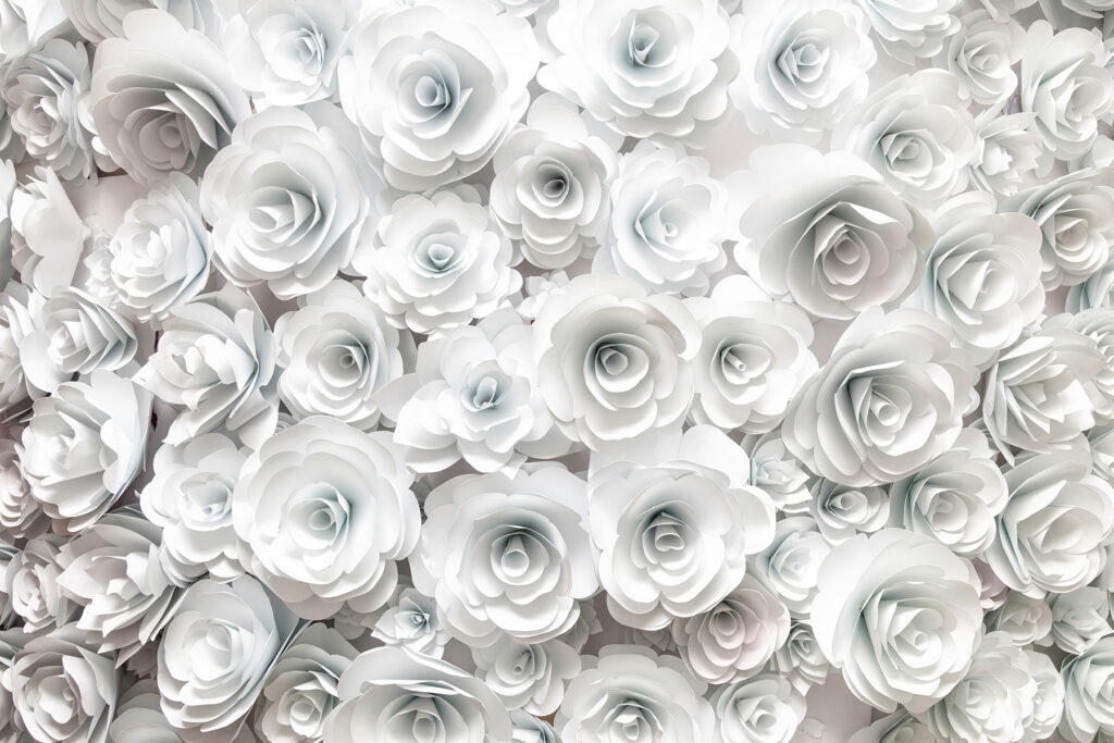 Dense white roses — full design