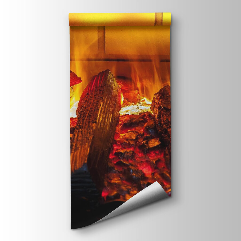 Logs in golden firelight — product view