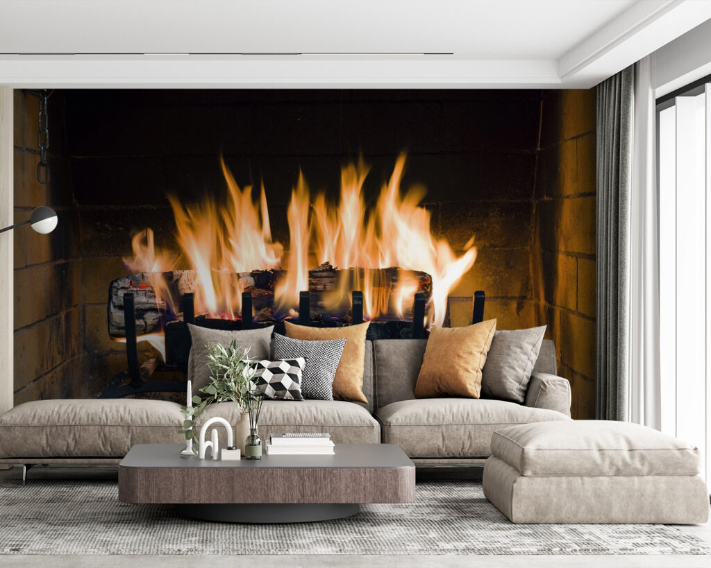 Flames above logs — interior 1