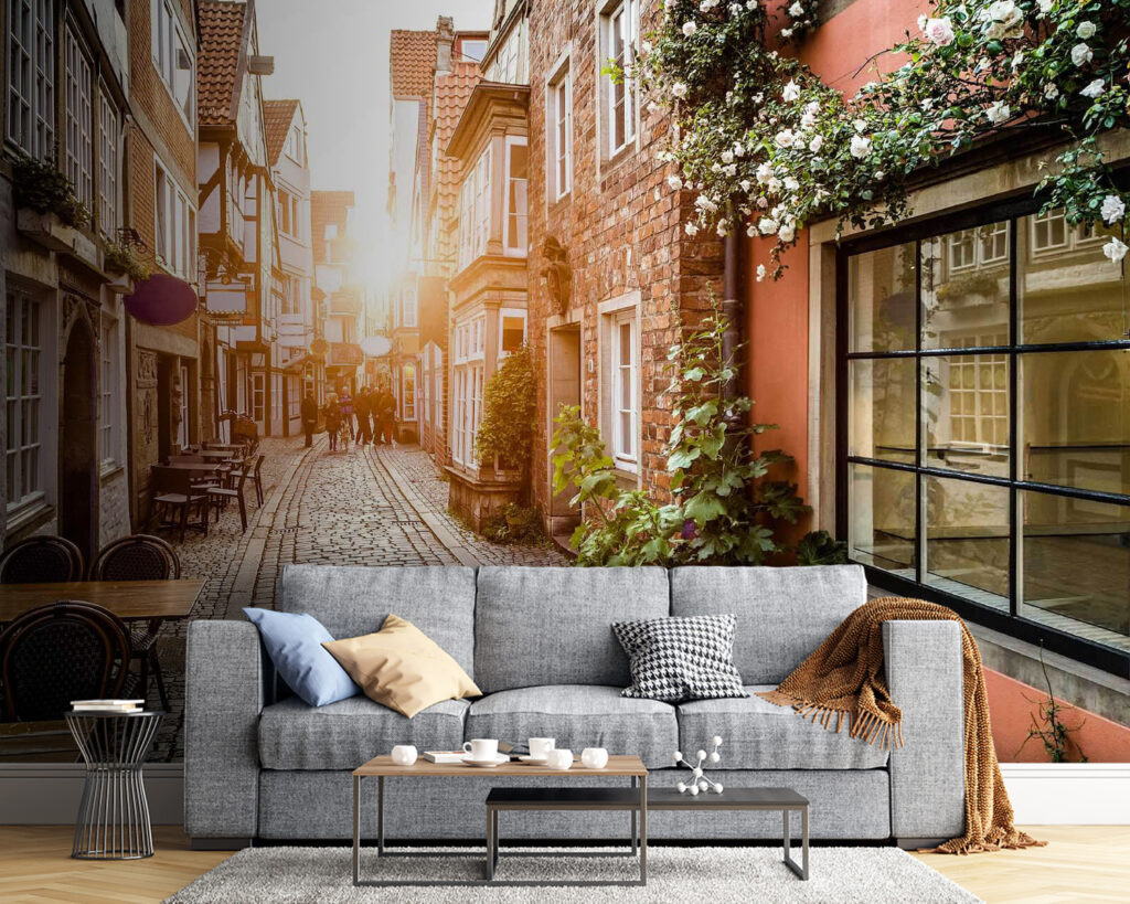 Sunlit flower alley — interior 1