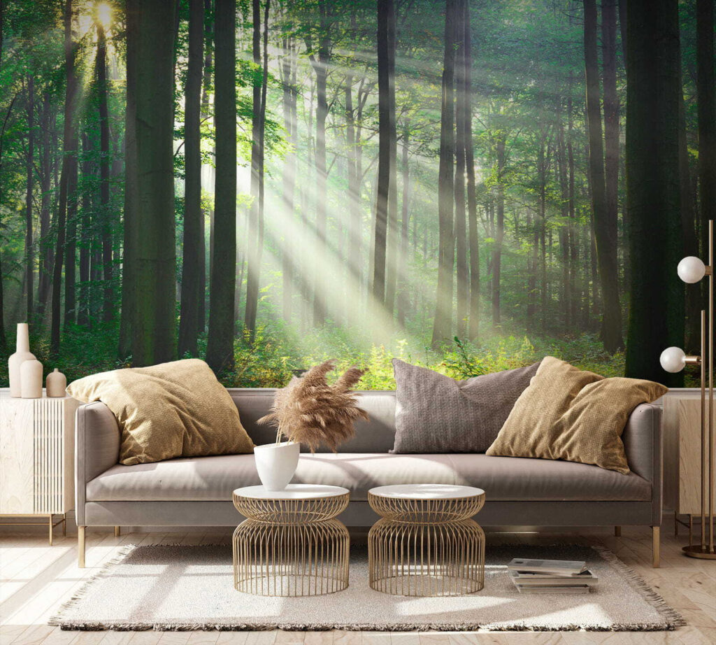 Light through straight trunks — interior 5