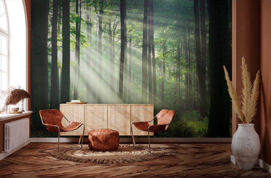 Light through straight trunks — interior 8