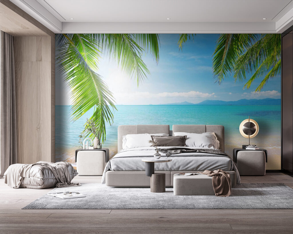 Palms over calm sea — interior 1