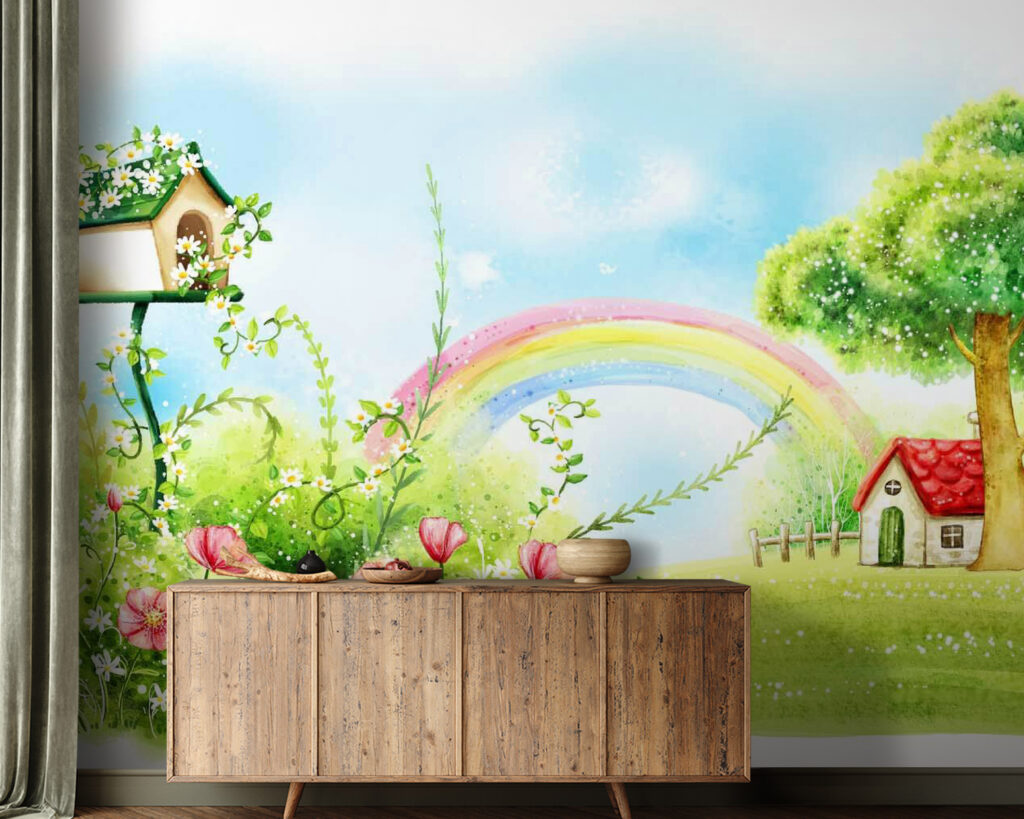Birdhouse beside a rainbow — interior 1
