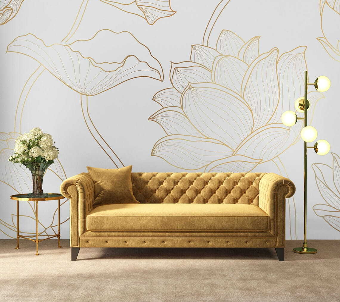 Lotus in gold outline — interior 1