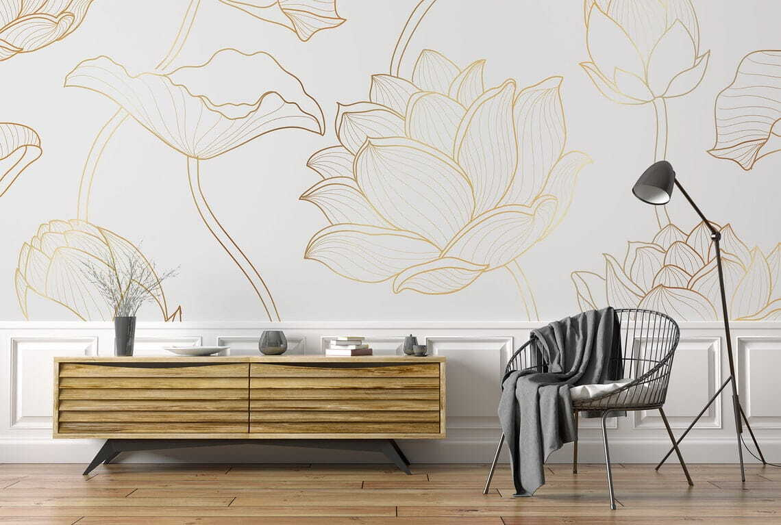 Lotus in gold outline — interior 2