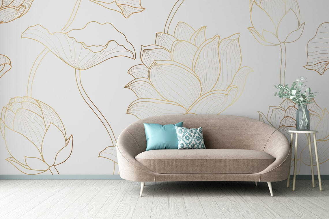 Lotus in gold outline — interior 3