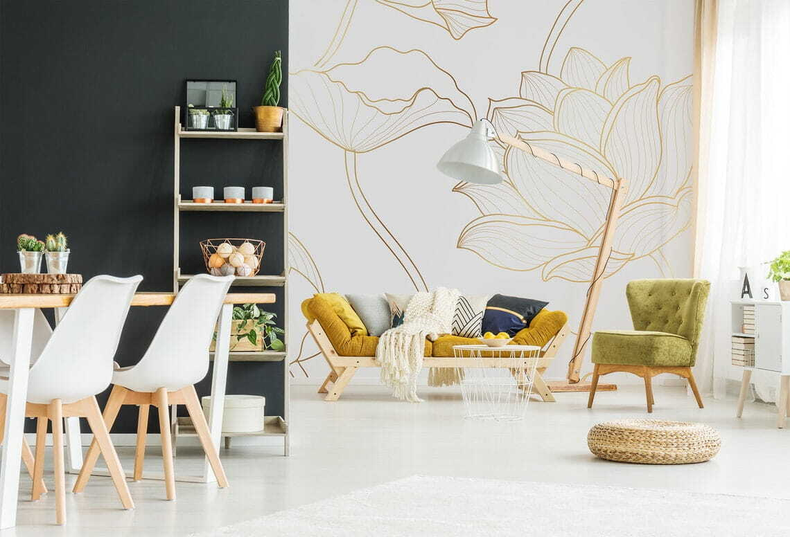 Lotus in gold outline — interior 4