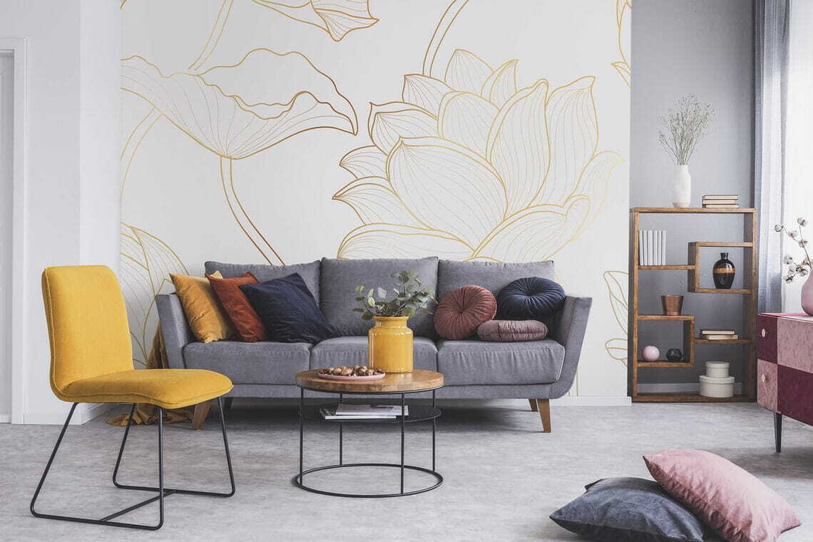 Lotus in gold outline — interior 5