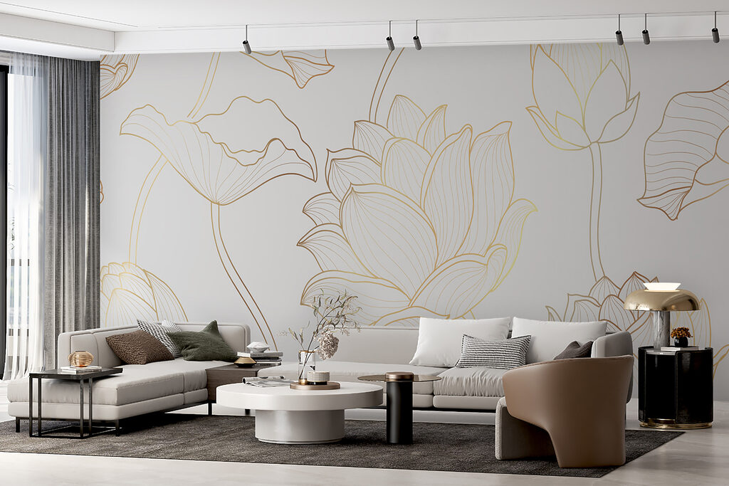 Lotus in gold outline — interior 7