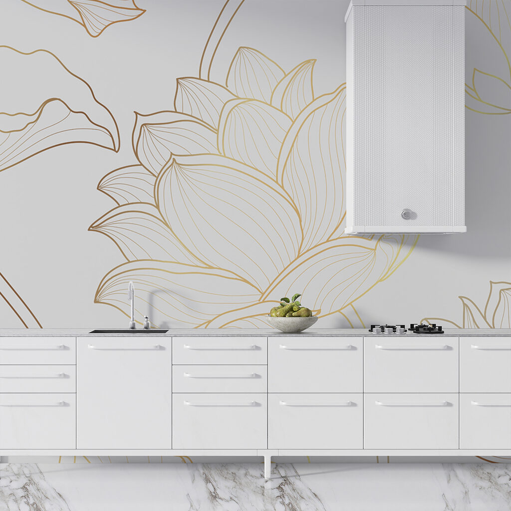 Lotus in gold outline — interior 8