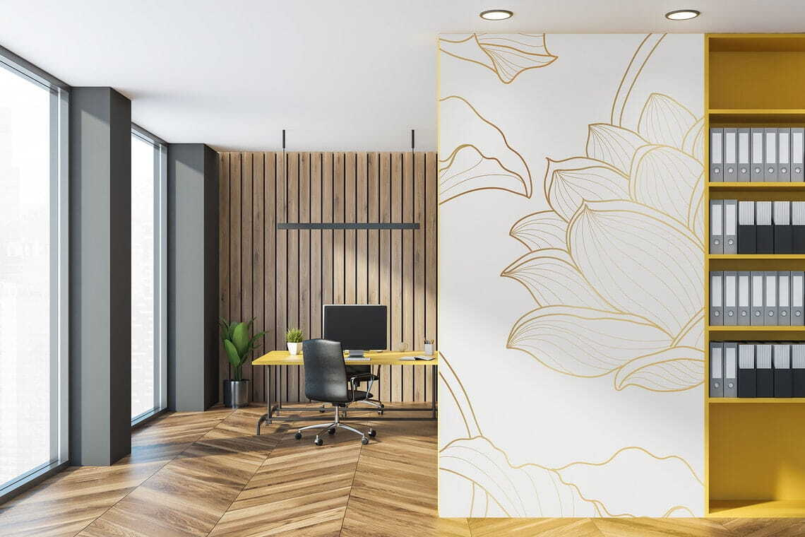 Lotus in gold outline — interior 6