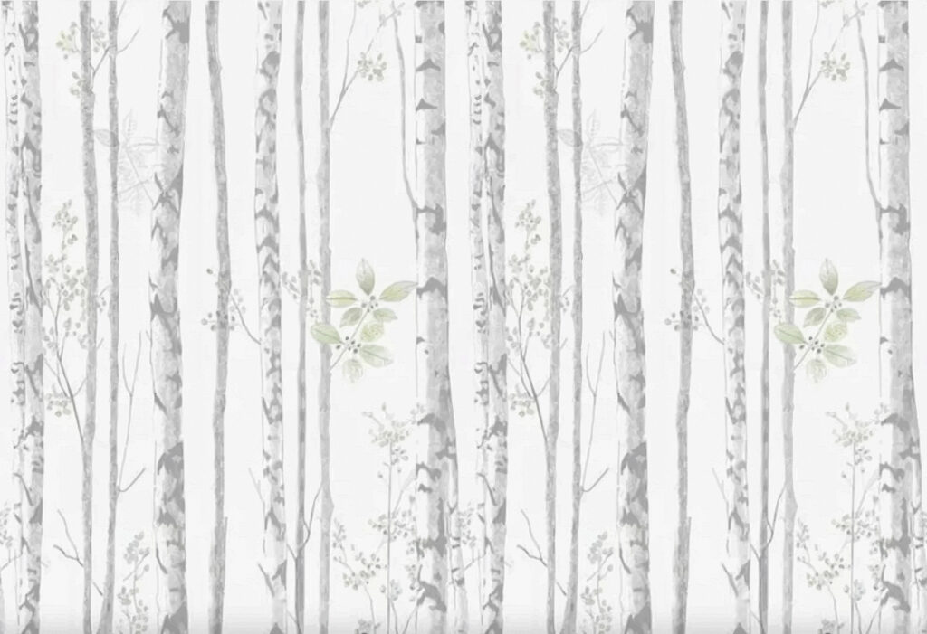Birches with green leaves — full design