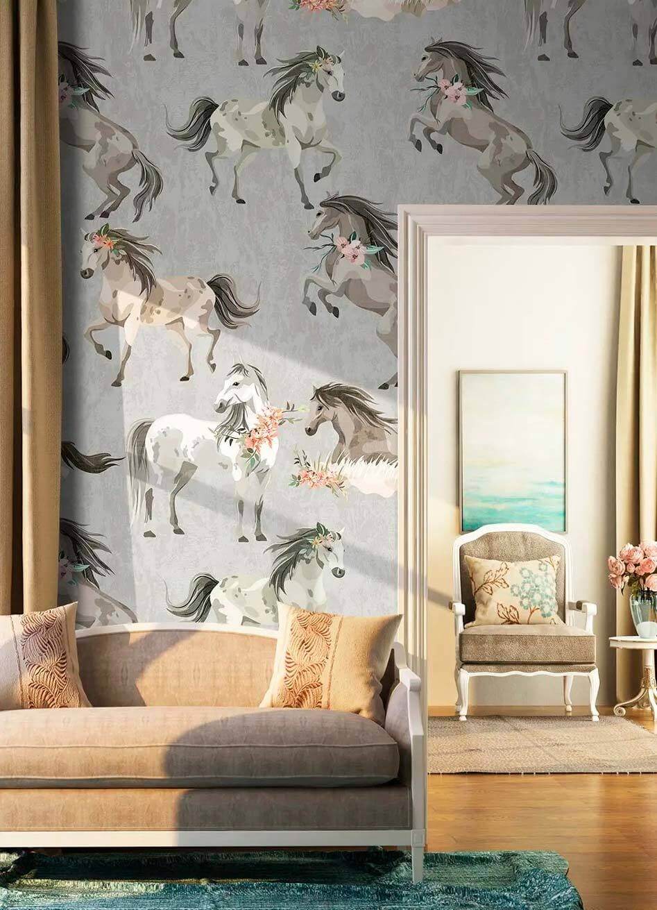 Horses in watercolour pattern — interior 1