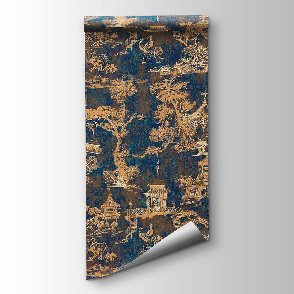 Golden landscape on blue — product view