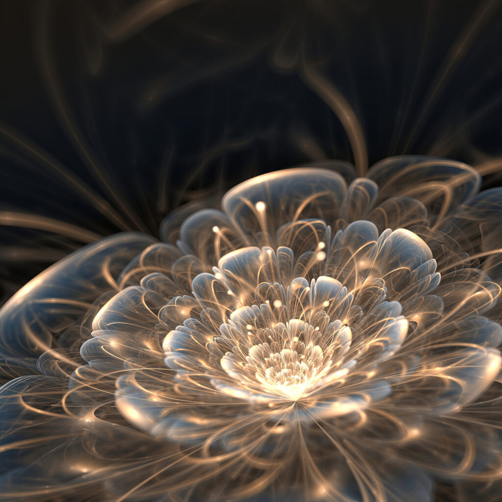 Glowing flower in gold — full design