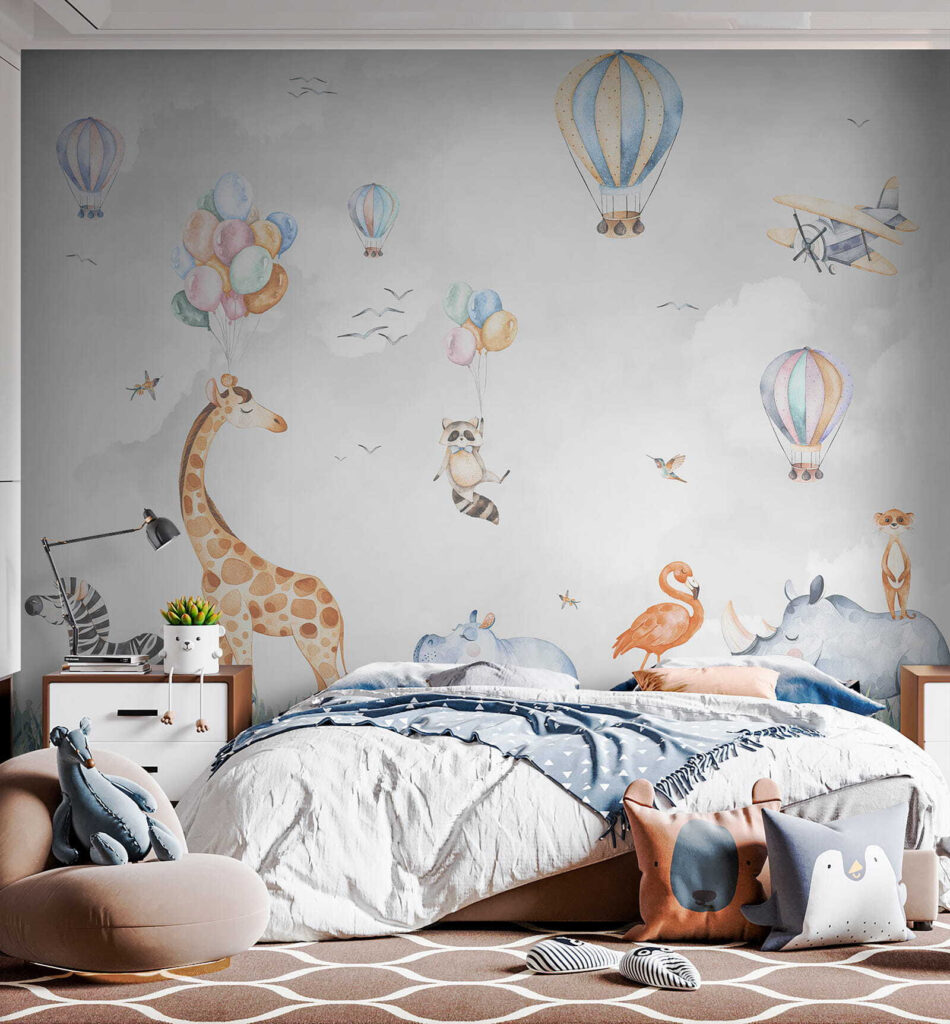 Animals under balloons — interior 2