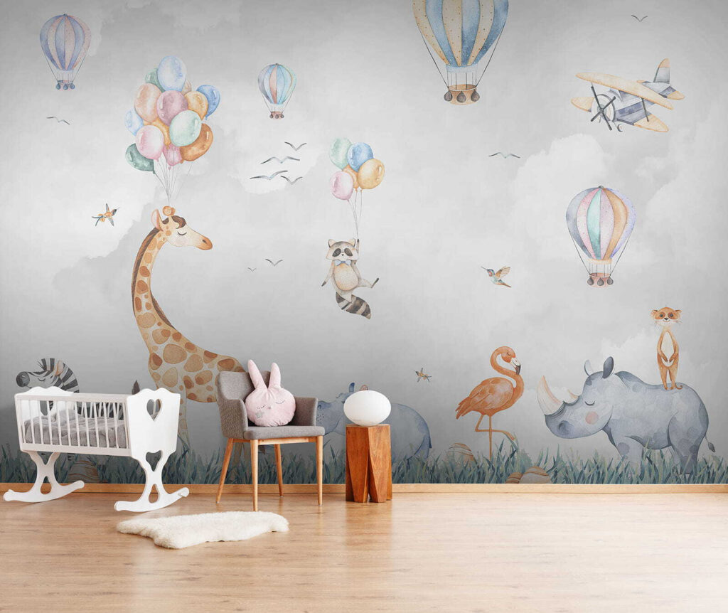 Animals under balloons — interior 1