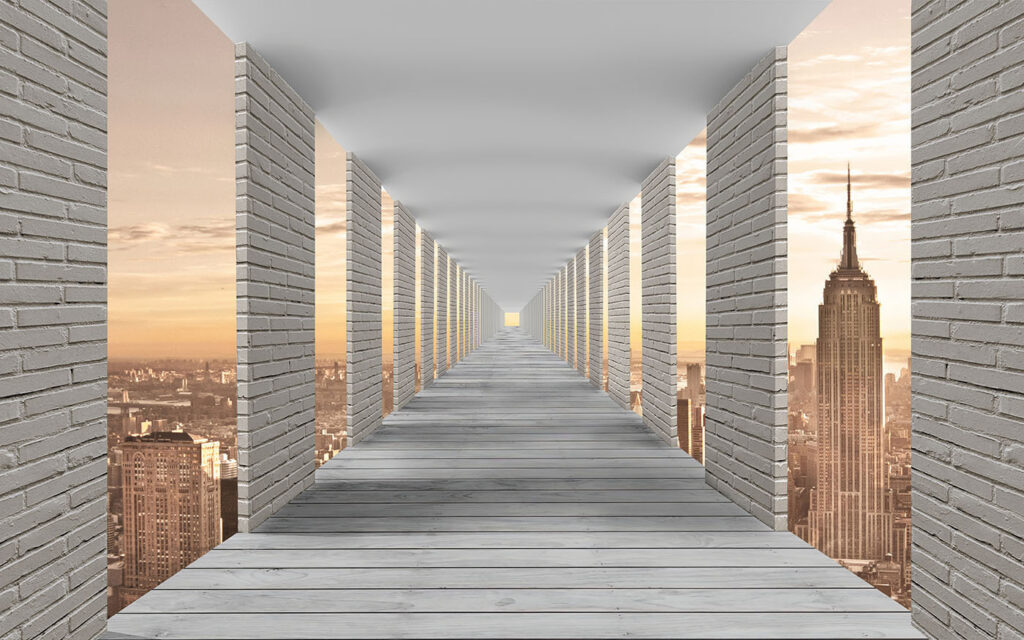 Colonnade at dusk — full design