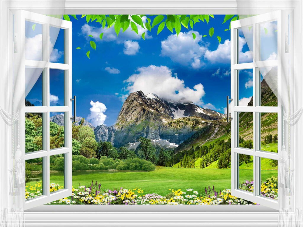 Mountain meadow view — full design