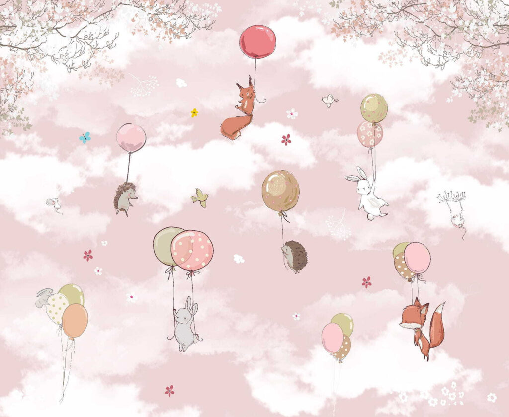 Forest animals on balloons — full design