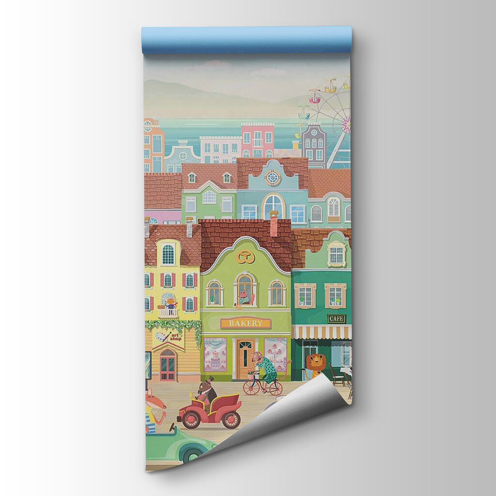 Colourful houses, lively street — product view