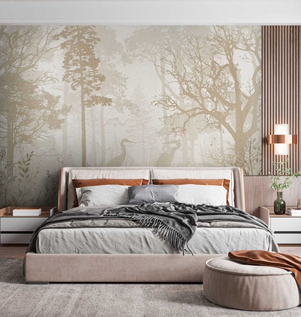 Heron in misty forest — interior 2