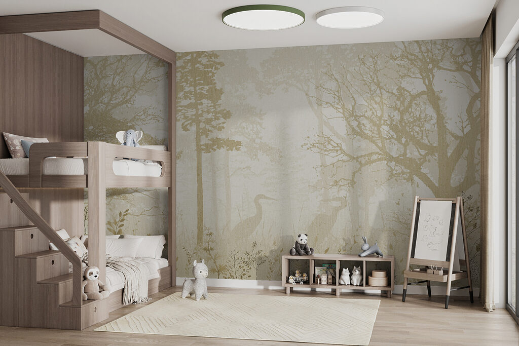 Heron in misty forest — interior 6