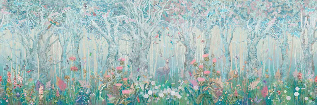 Branches above small flowers — full design