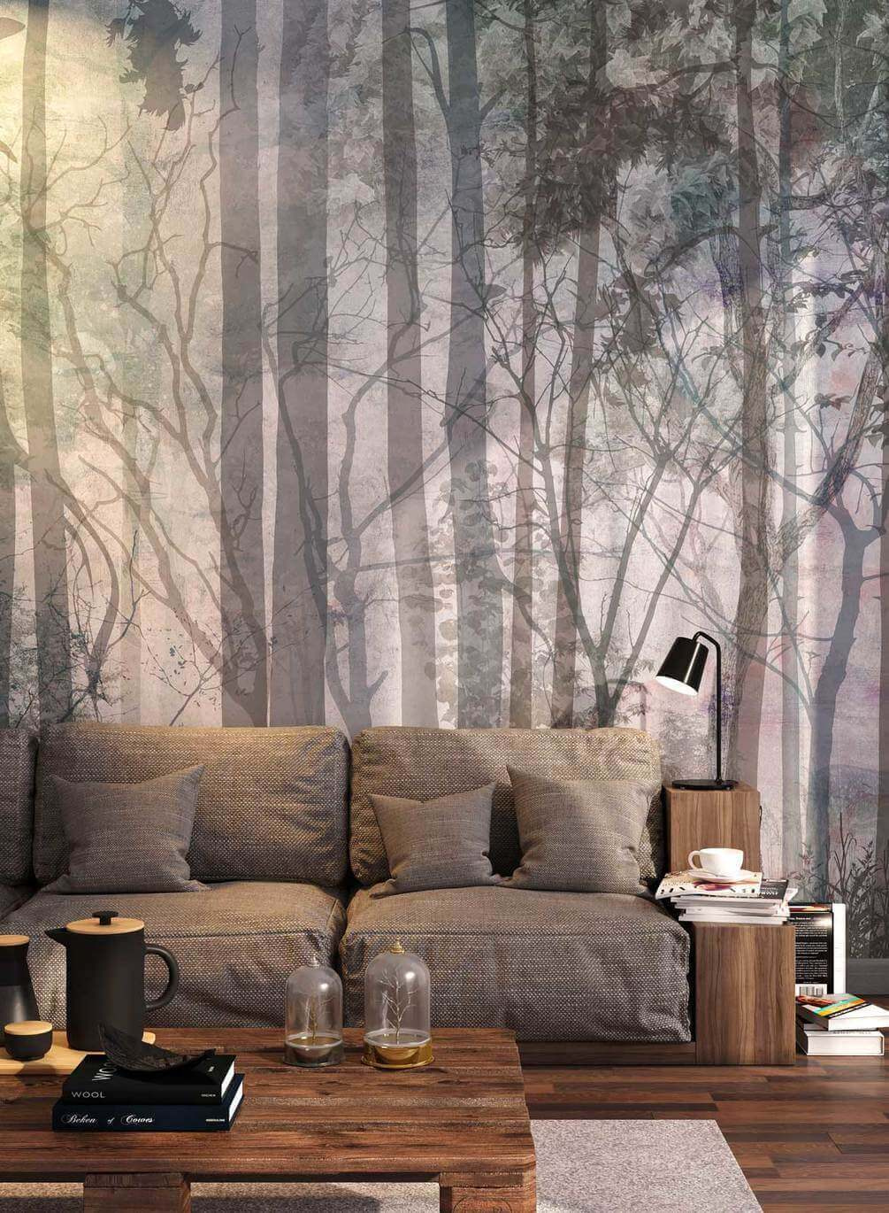 Grey-blue forest trunks — interior 1