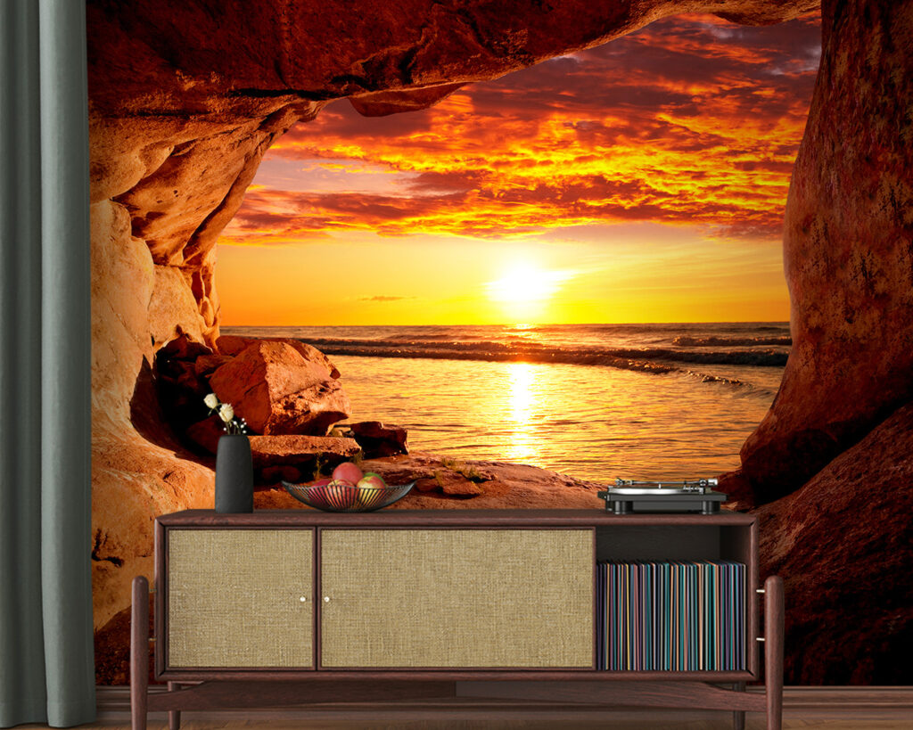 Sunset through a cave — interior 5