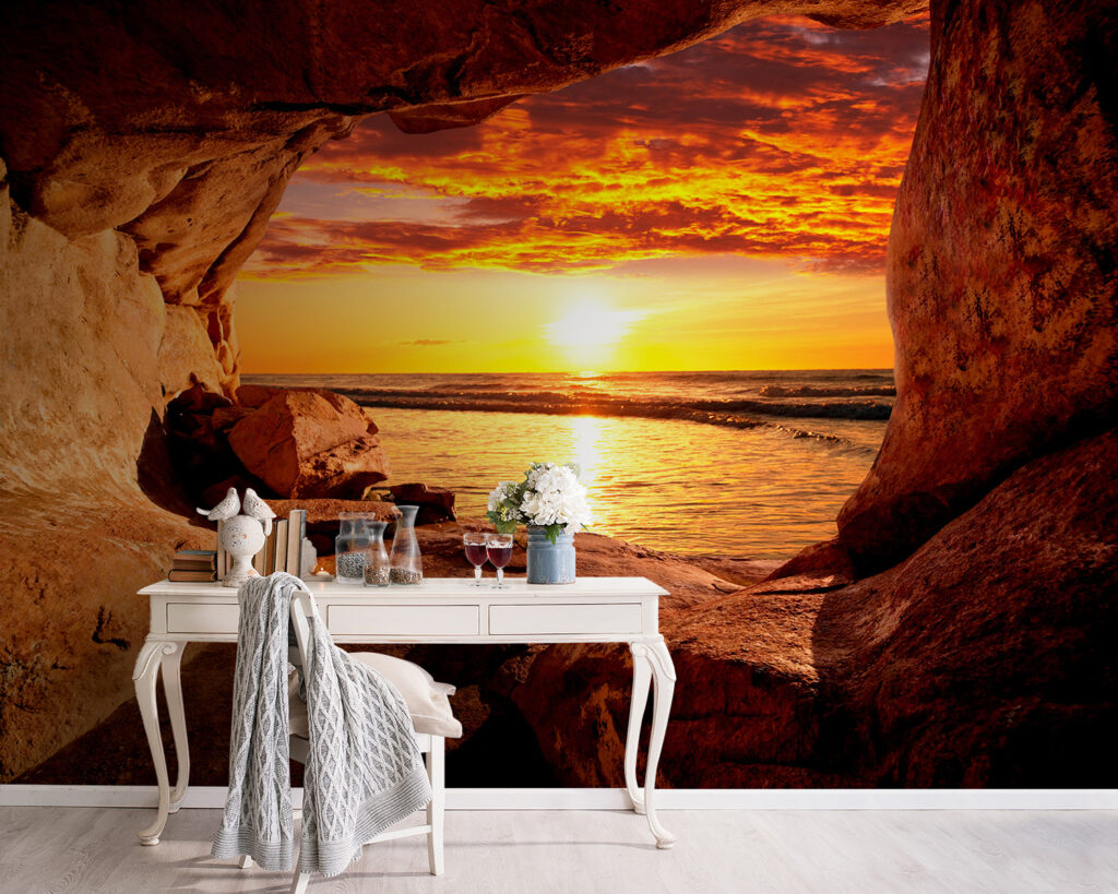 Sunset through a cave — interior 8