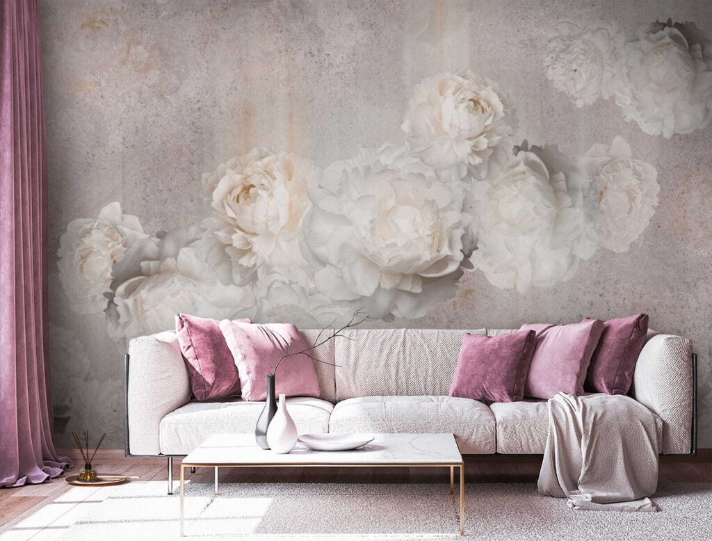 Pale roses on grey — interior 1