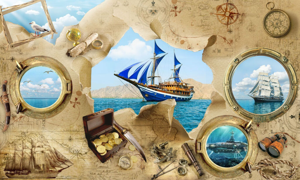 Ships among old charts — full design