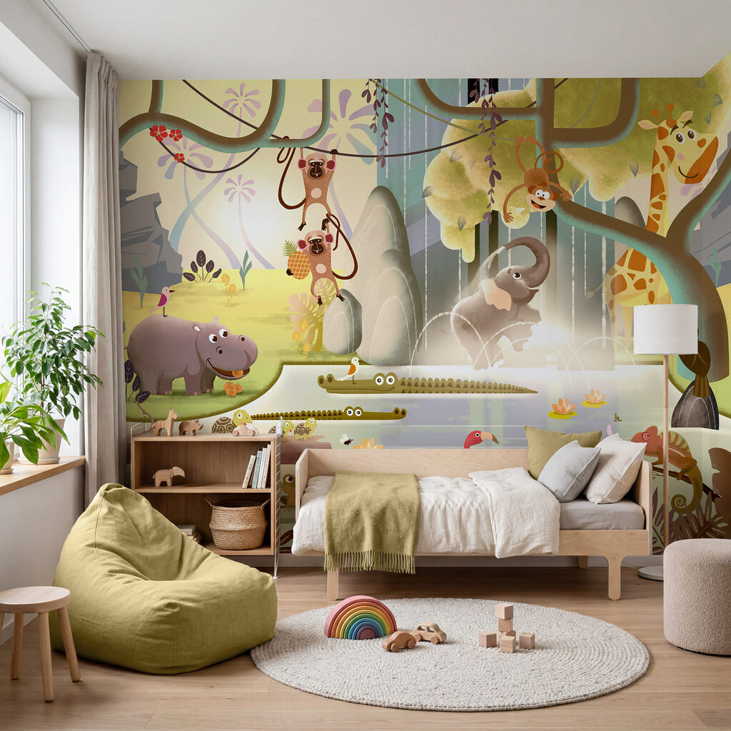 Jungle Waterfall Party in an interior