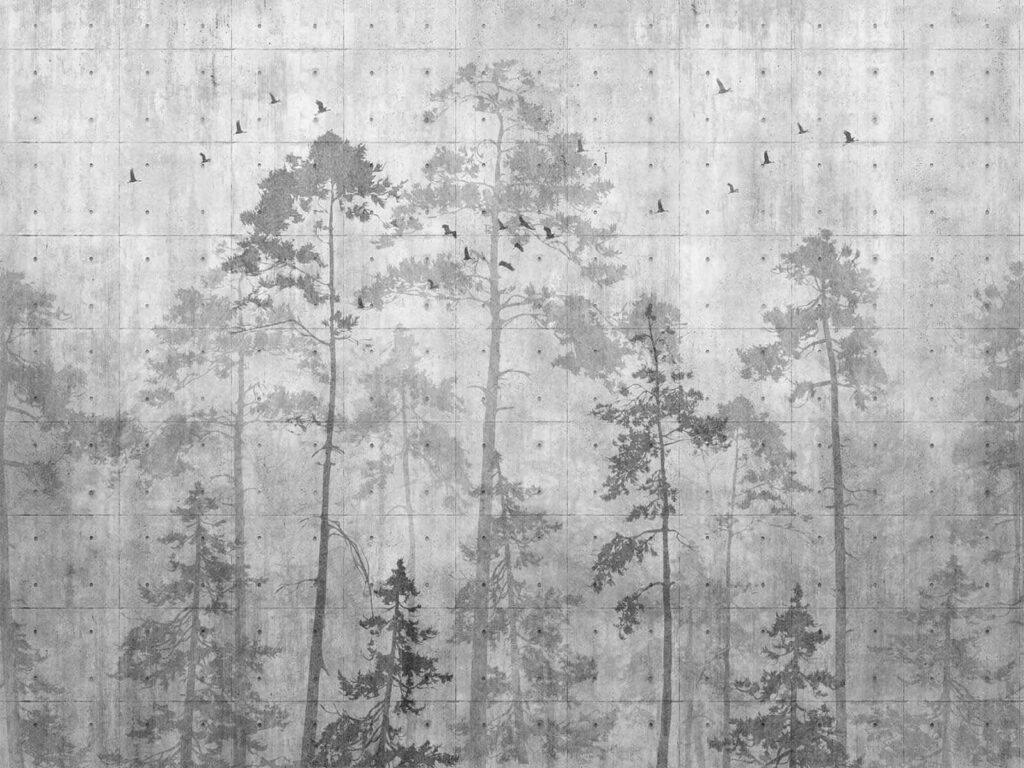 Pines on weathered surface — full design