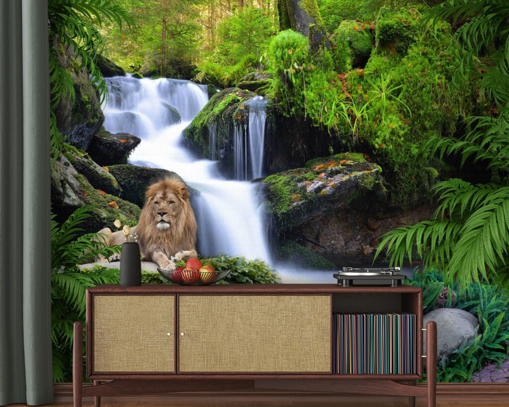 Lion by a waterfall — interior 3