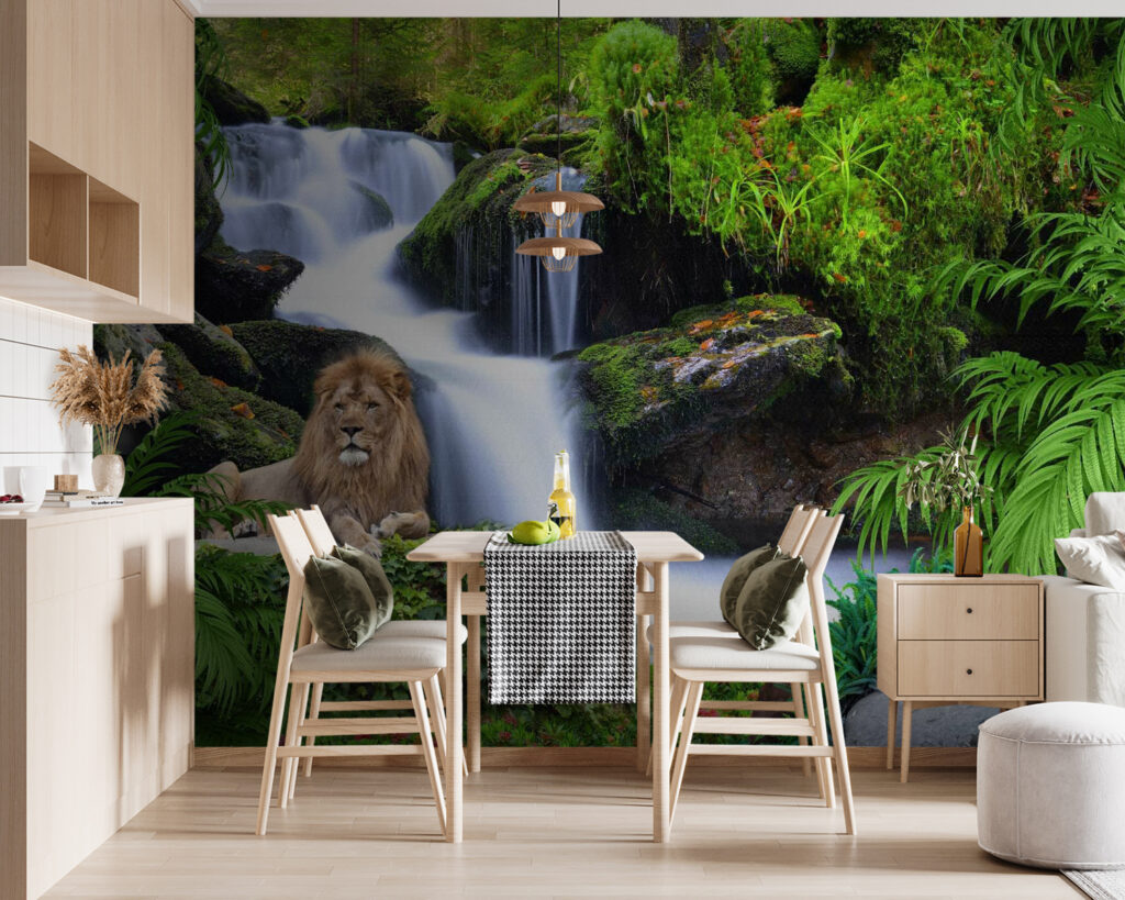 Lion by a waterfall — interior 4