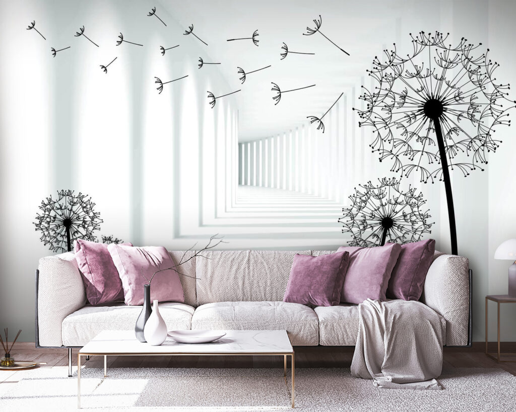 Cyclists among dandelions — interior 1
