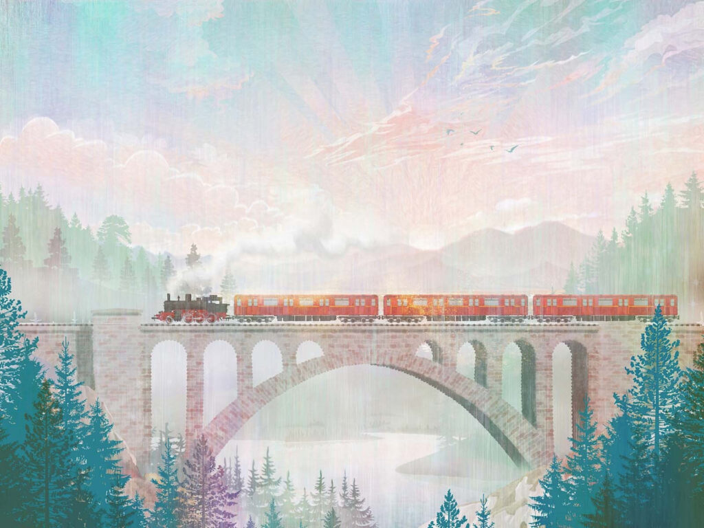 Train over a viaduct — full design