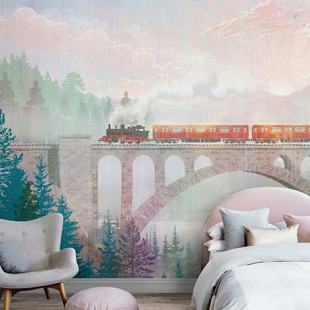 Train over a viaduct — interior 1