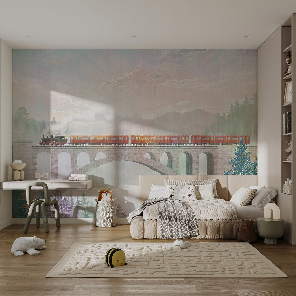 Train over a viaduct — interior 2