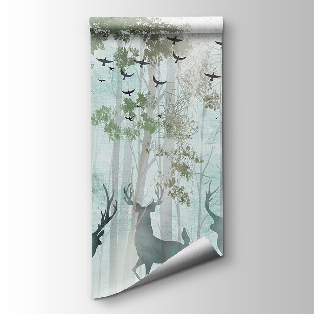 Deer among pale trunks — product view