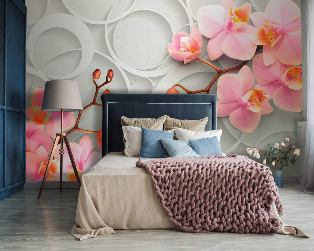 Pink orchids and circles — interior 2
