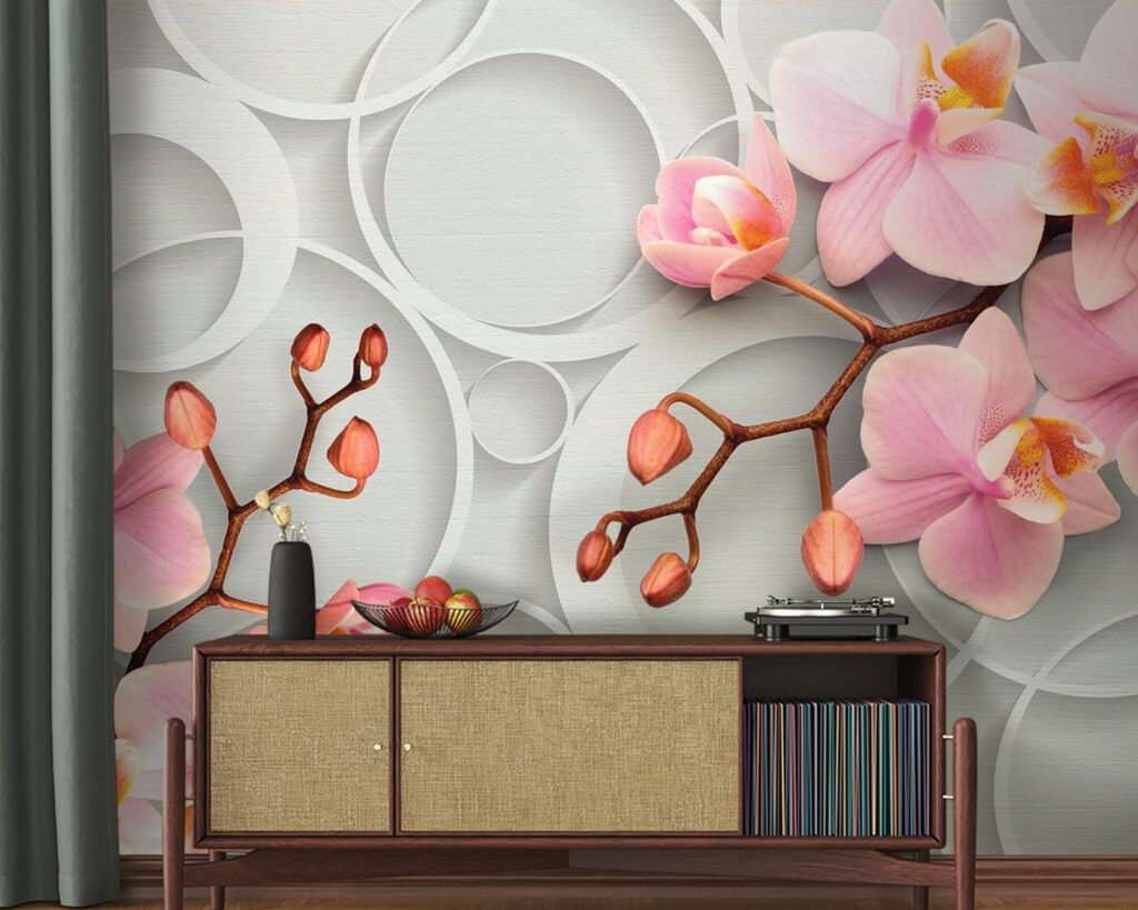 Pink orchids and circles — interior 3