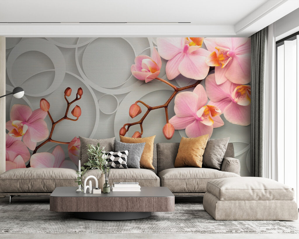 Pink orchids and circles — interior 1