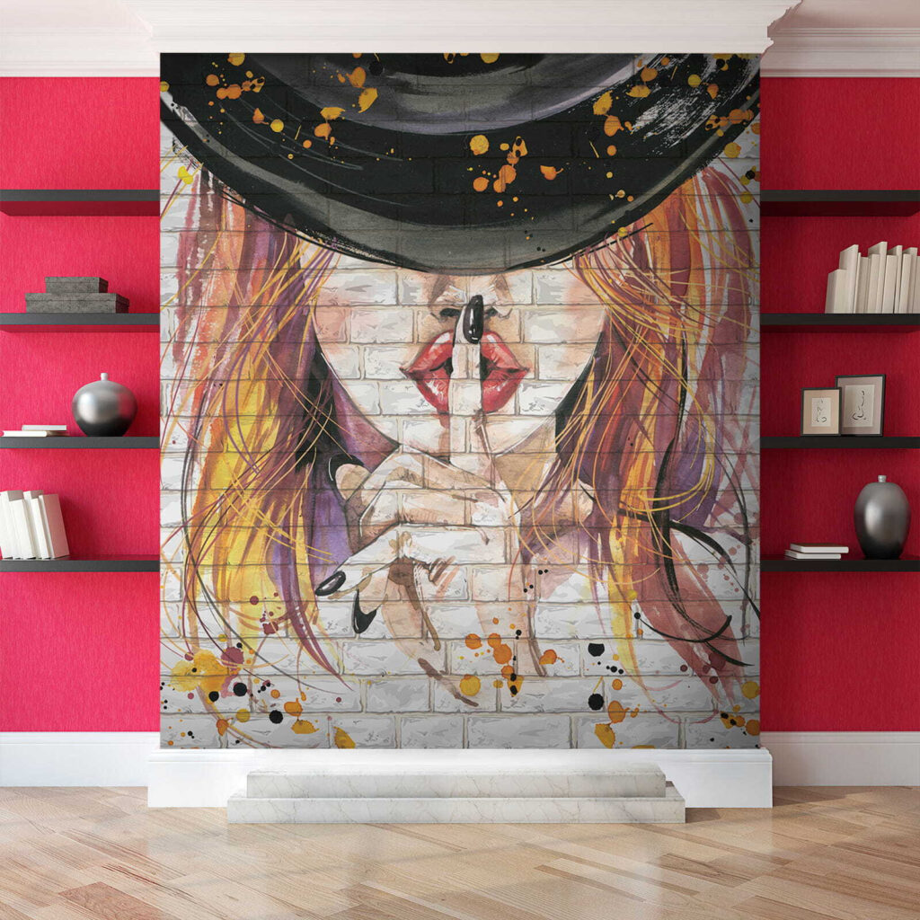Finger to painted lips — interior 3