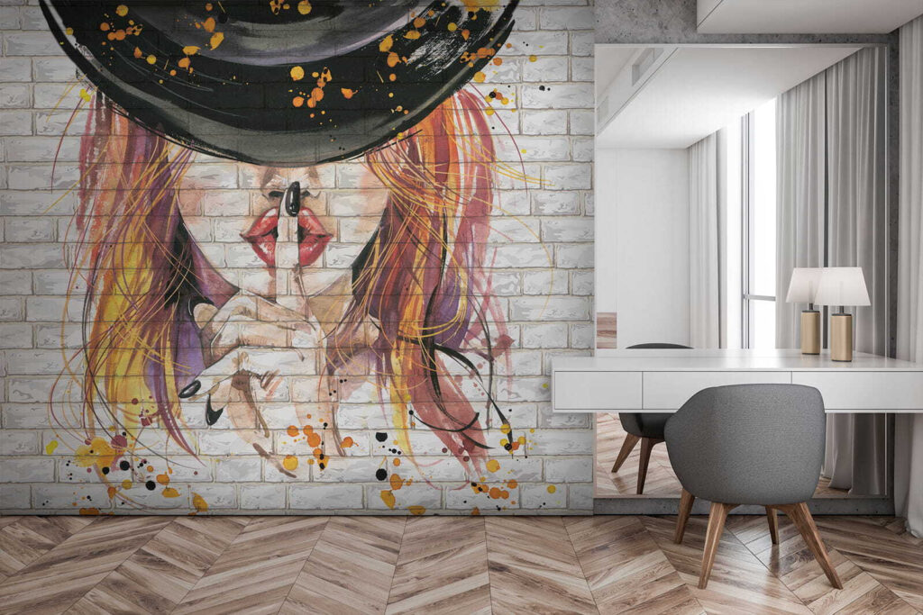 Finger to painted lips — interior 6